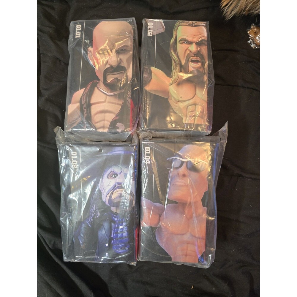 Loot Crate WWE Slam Stars Set of 4 Stone Cold, Triple H, Undertaker, Rock NIB